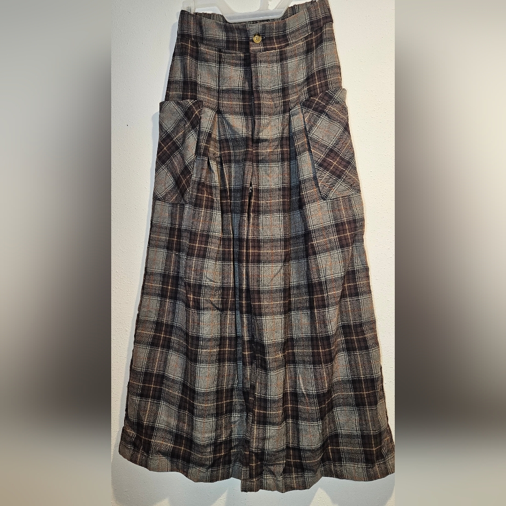 NWOT Blakeley High Waisted Plaid Pleated Wide Leg Crop Pants Trouser Sz. XS